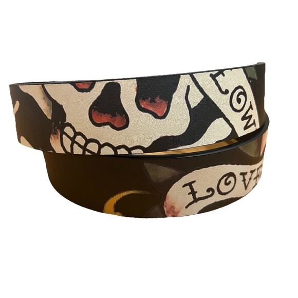 Ed Hardy Other - Ed Hardy "Love Kills Slowly” Black Reversible Belt Adults Size 38 Bonded Leather